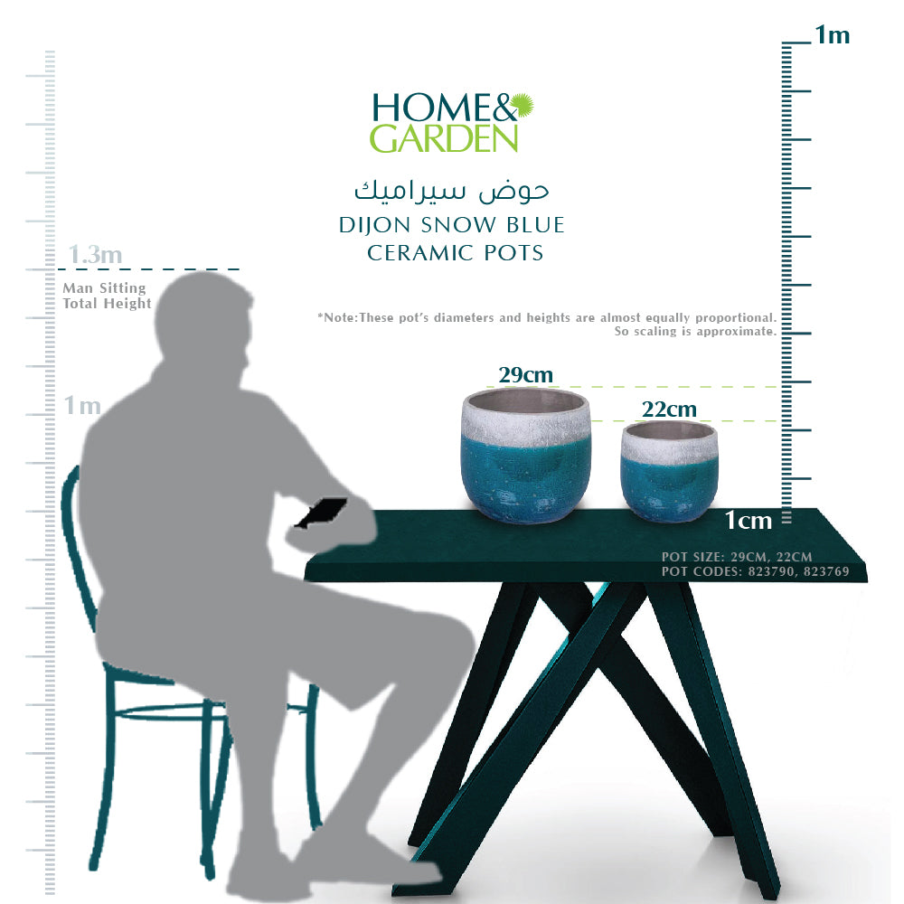 DIJON SNOW BLUE CERAMIC POT-حوض سيراميك