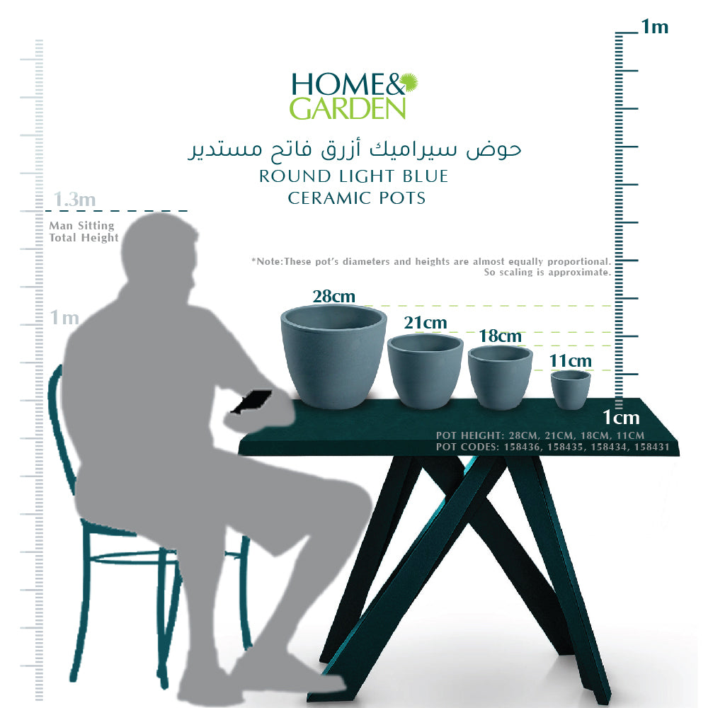 ROUND LIGHT BLUE CERAMIC POTS -حوض سيراميك أزرق فاتح مستدير