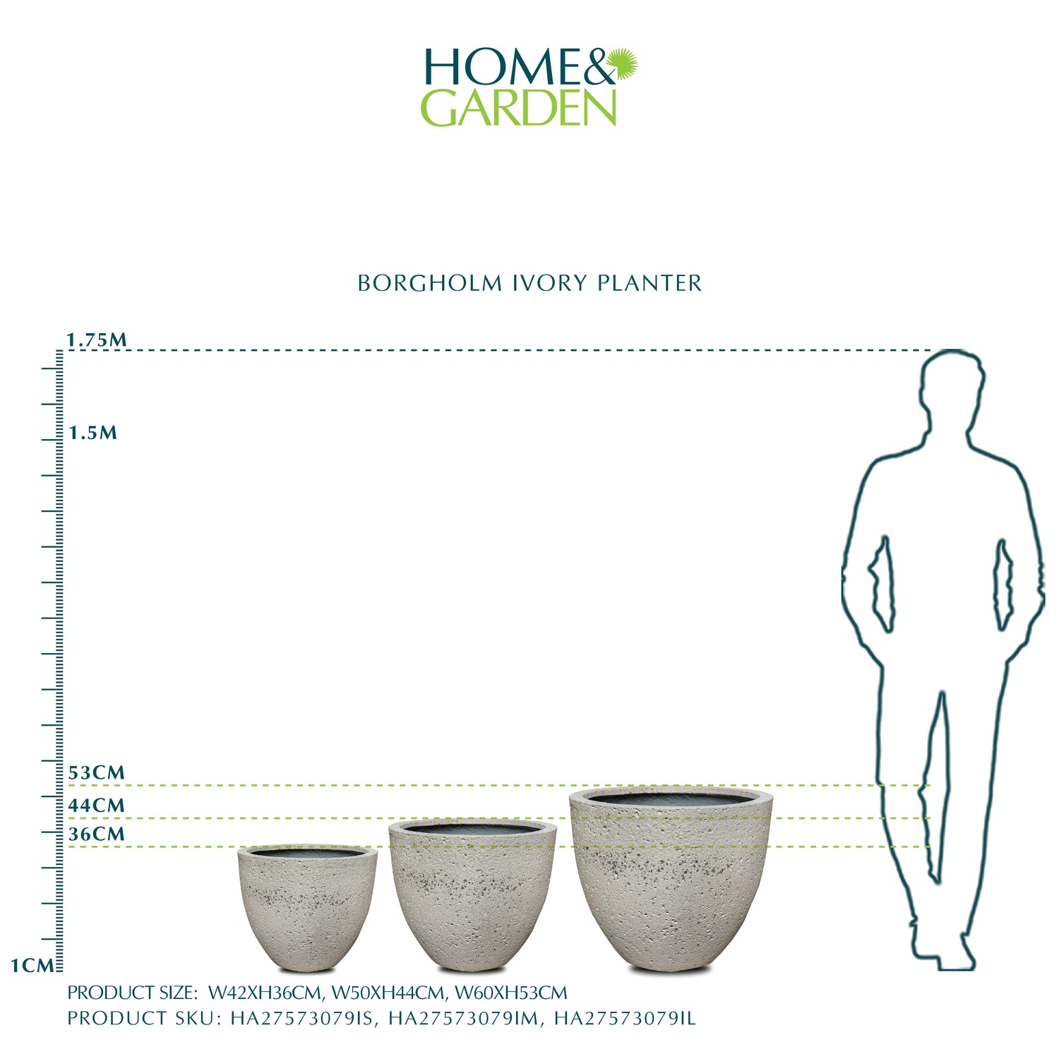 BORGHOLM IVORY POT D 50 CM - حوض بورغهولم ايفوري