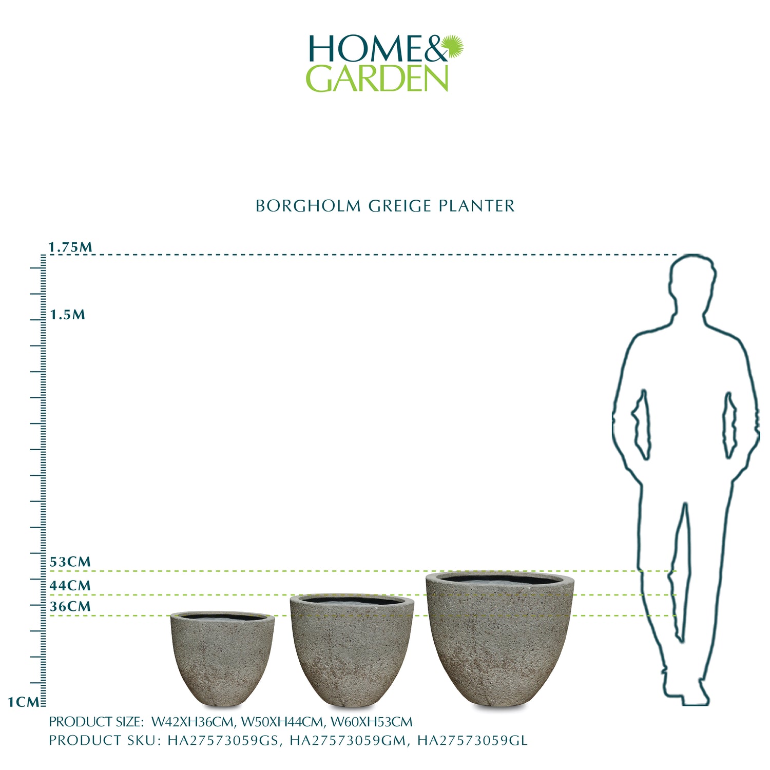 BORGHOLM GREIGE POT D 50 CM - حوض بورغولم