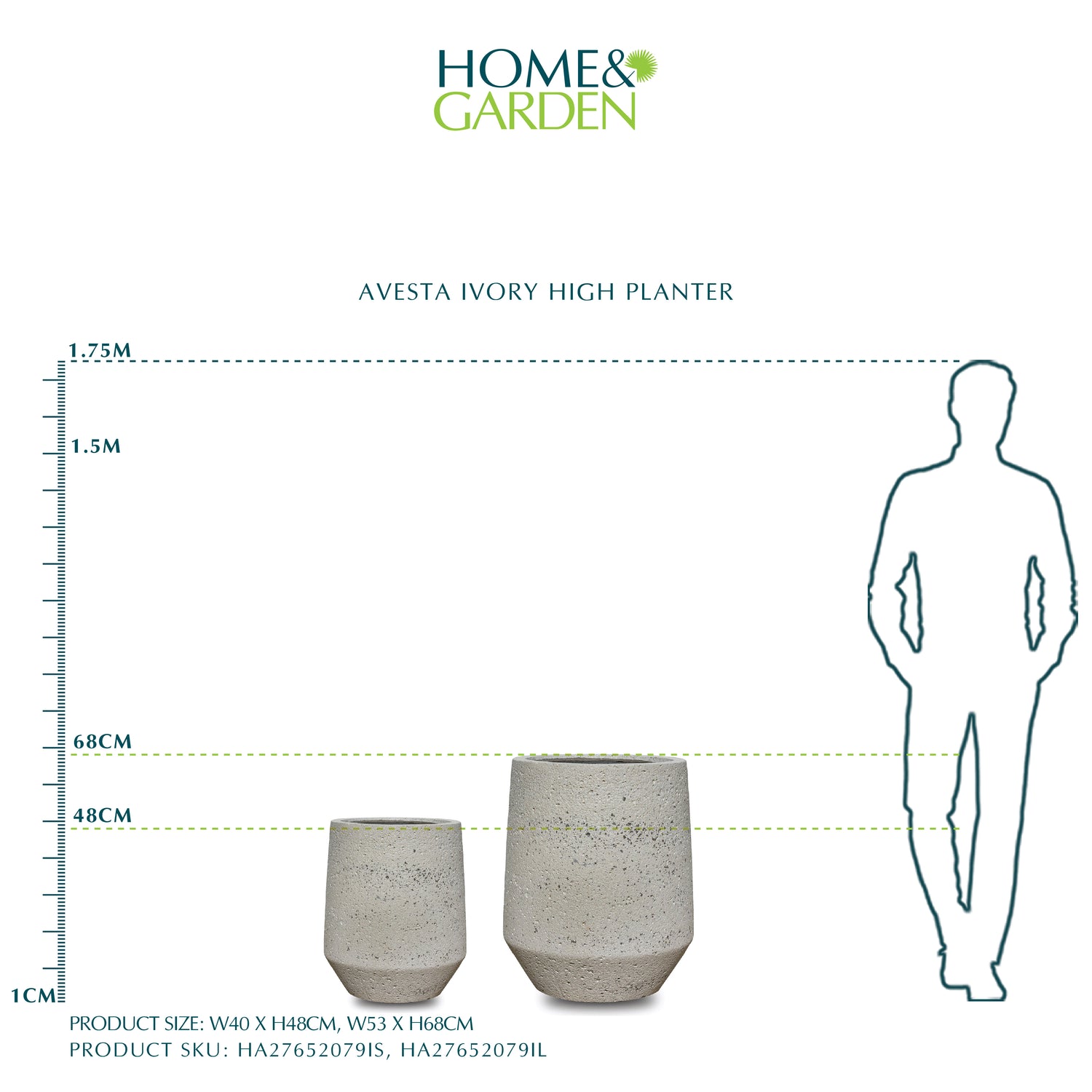 AVESTA IVORY POT H 68 CM - حوض أفستا ايفوري