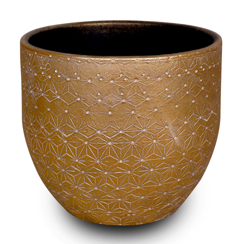 AMBERG GOLD CERAMIC POT - حوض سيراميك ذهبي
