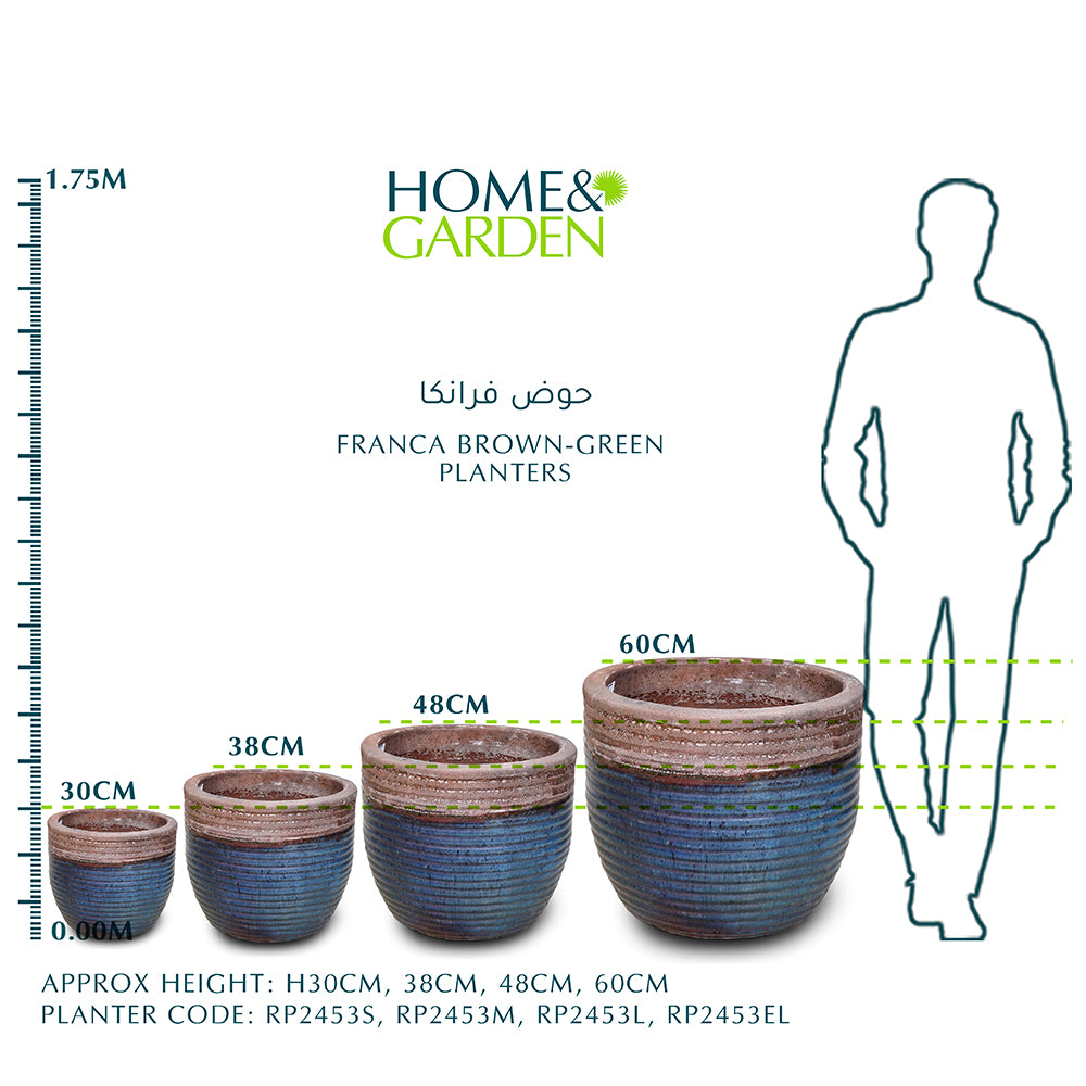FRANCA BROWN-GREEN PLANTER D56CM - حوض فرانكا