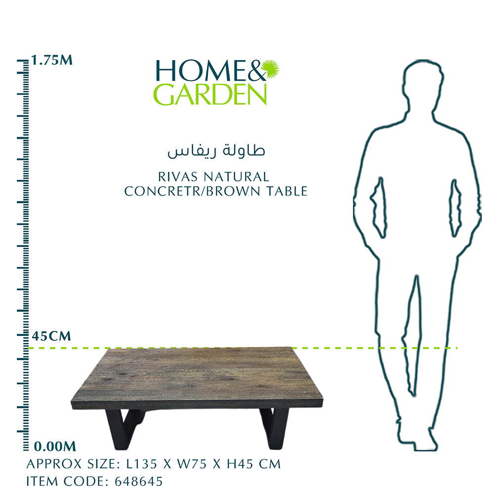 RIVAS NATURAL CONCRETR/BROWN TABLE - طاولة ريفاس من الخرسانة الطبيعية - بني