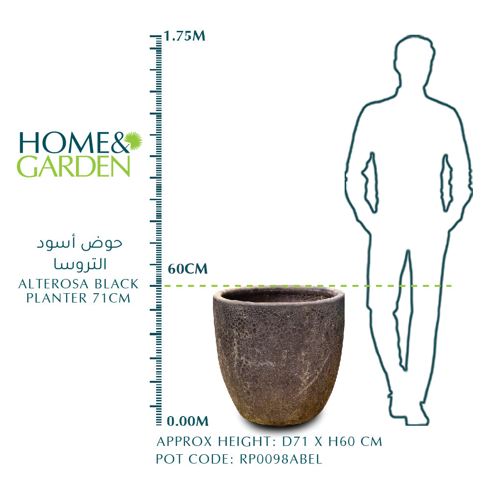 ALTEROSA BLACK PLANTER D71cm - حوض سيراميك أسود القطر ٧١ سم