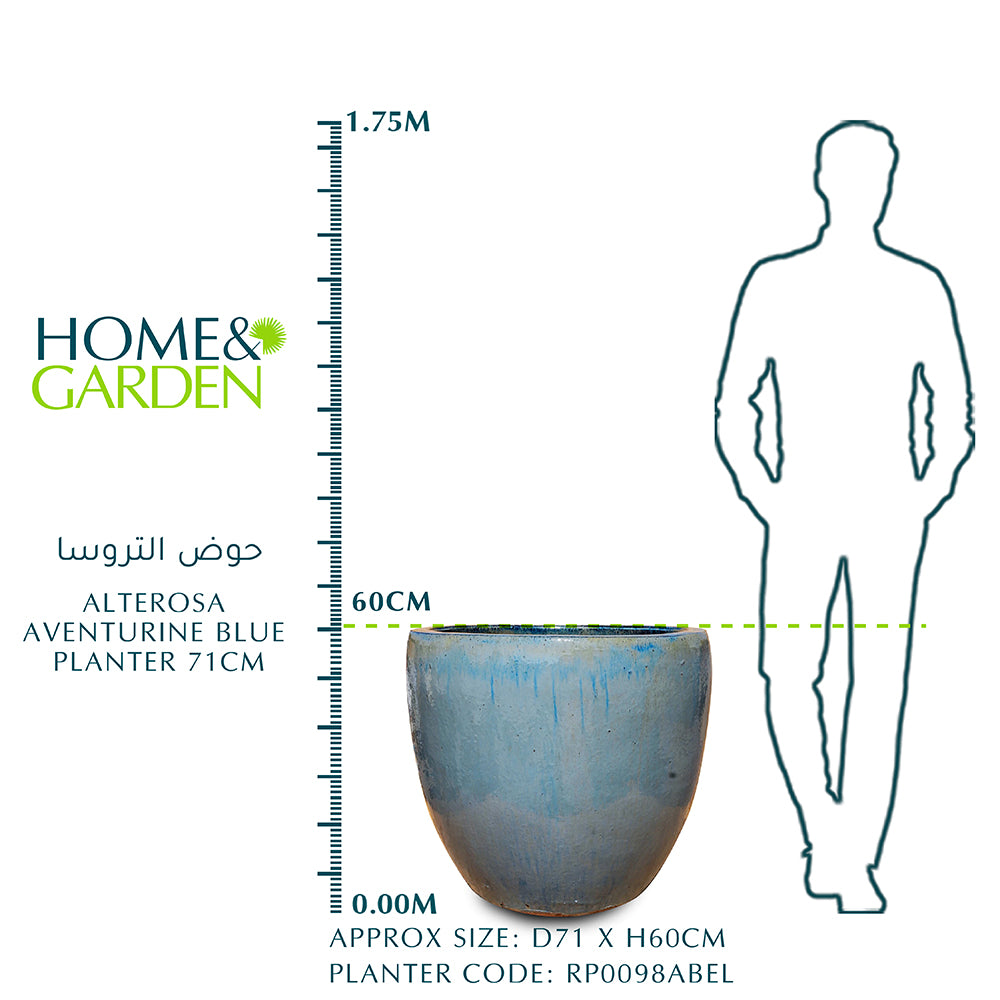ALTEROSA AVENTURINE BLUE PLANTER D71CM - حوض سيراميك أزرق ٧١ سم