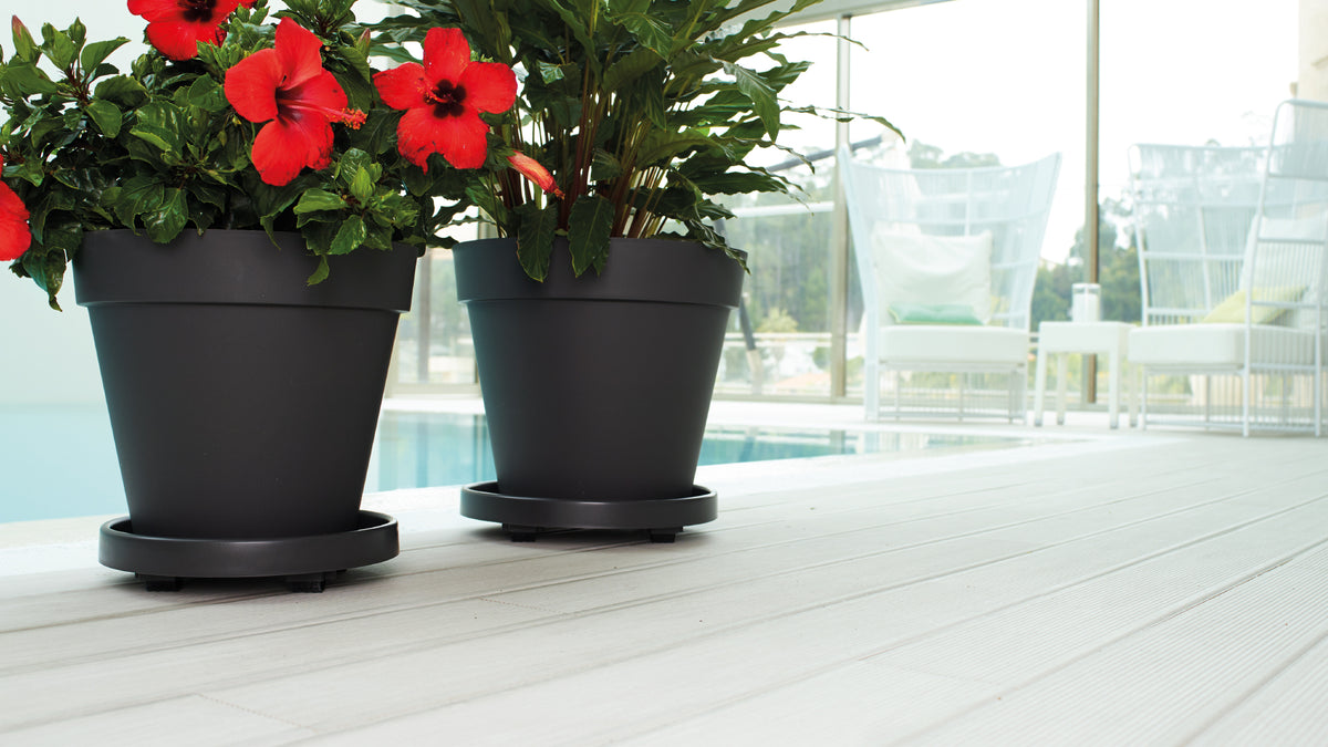 HIGH QUALITY PLASTIC SAUCERS WITH WHEELS / POT MOVER صحن البلاستيك المصنوع من اجود الانواع بعجلات