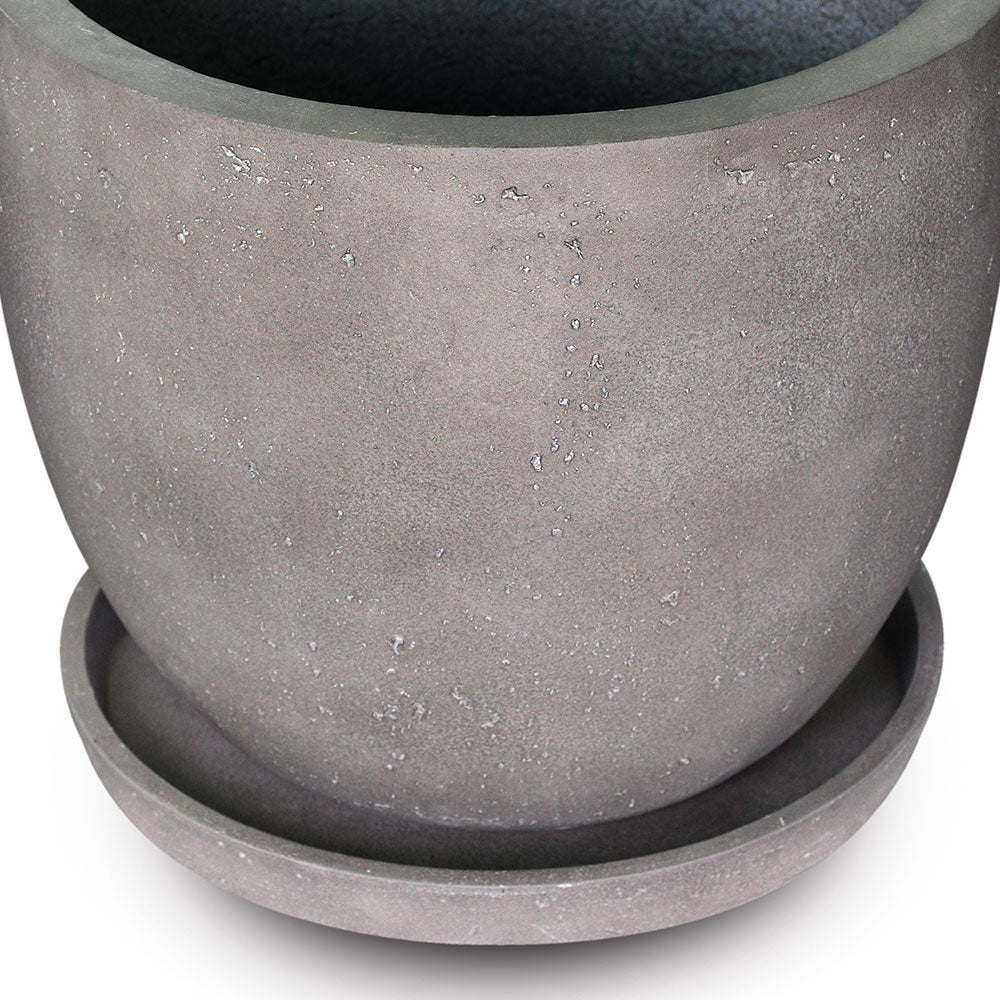 MELBOURNE FIBER COMPOSITE PLANTER WITH SAUCER - حوض ملبورن مع صحن مستدير