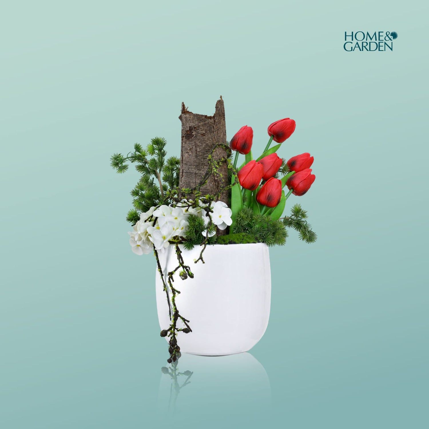 ARTIFICIAL RED TULIP MIX POT