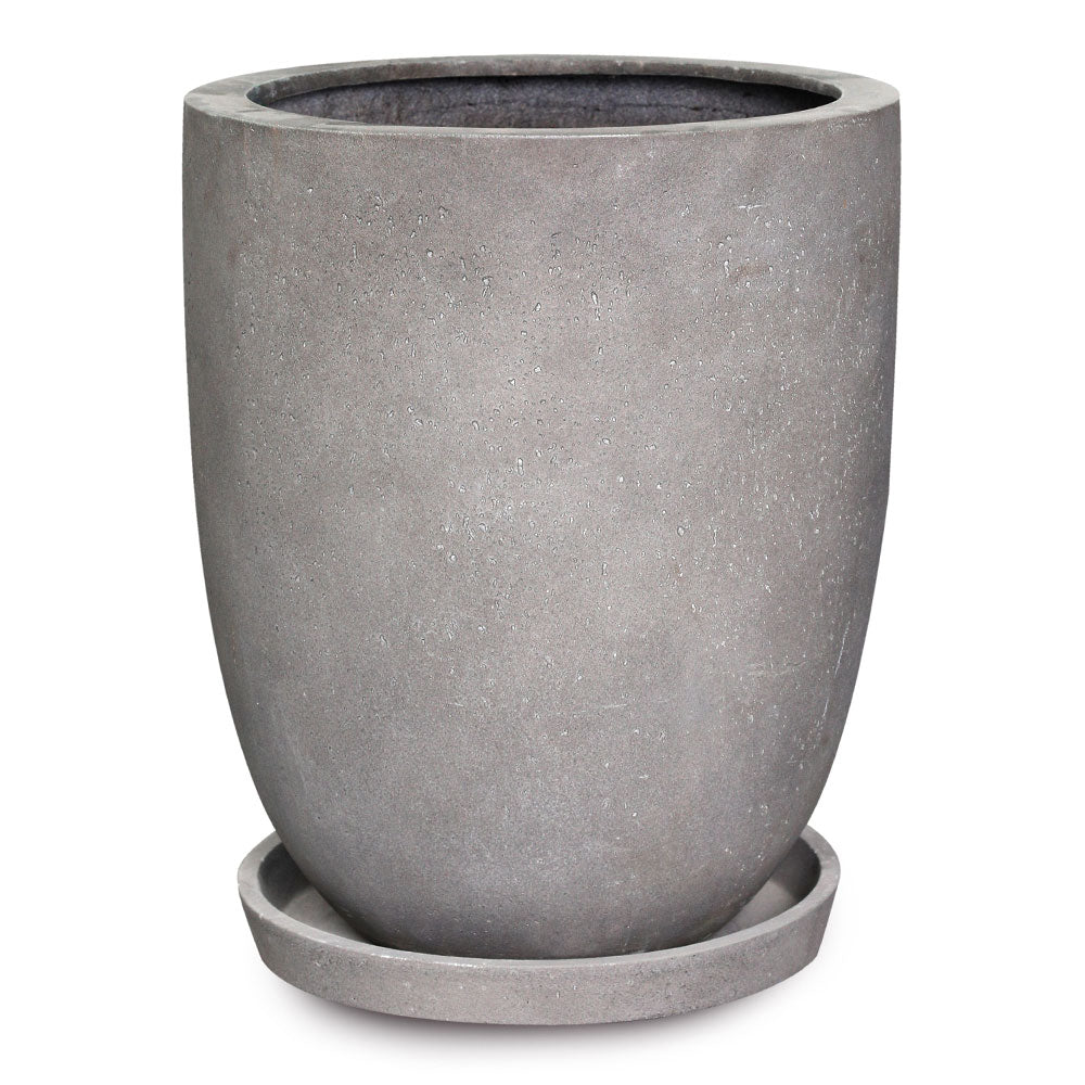 MELBOURNE NATURAL FIBER COMPOSITE PLANTER WITH SAUCER -  حوض ملبورن مع صحن مستدير