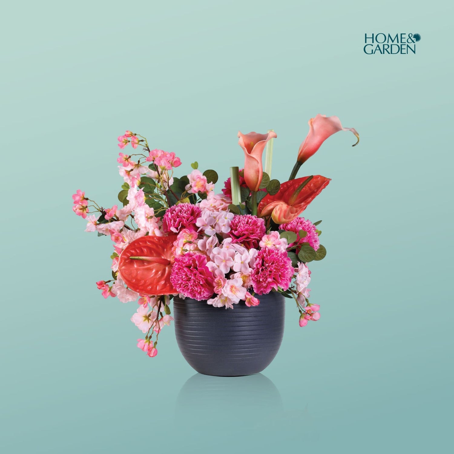 ARTIFICIAL PINK MIX ANTHURIUM POT