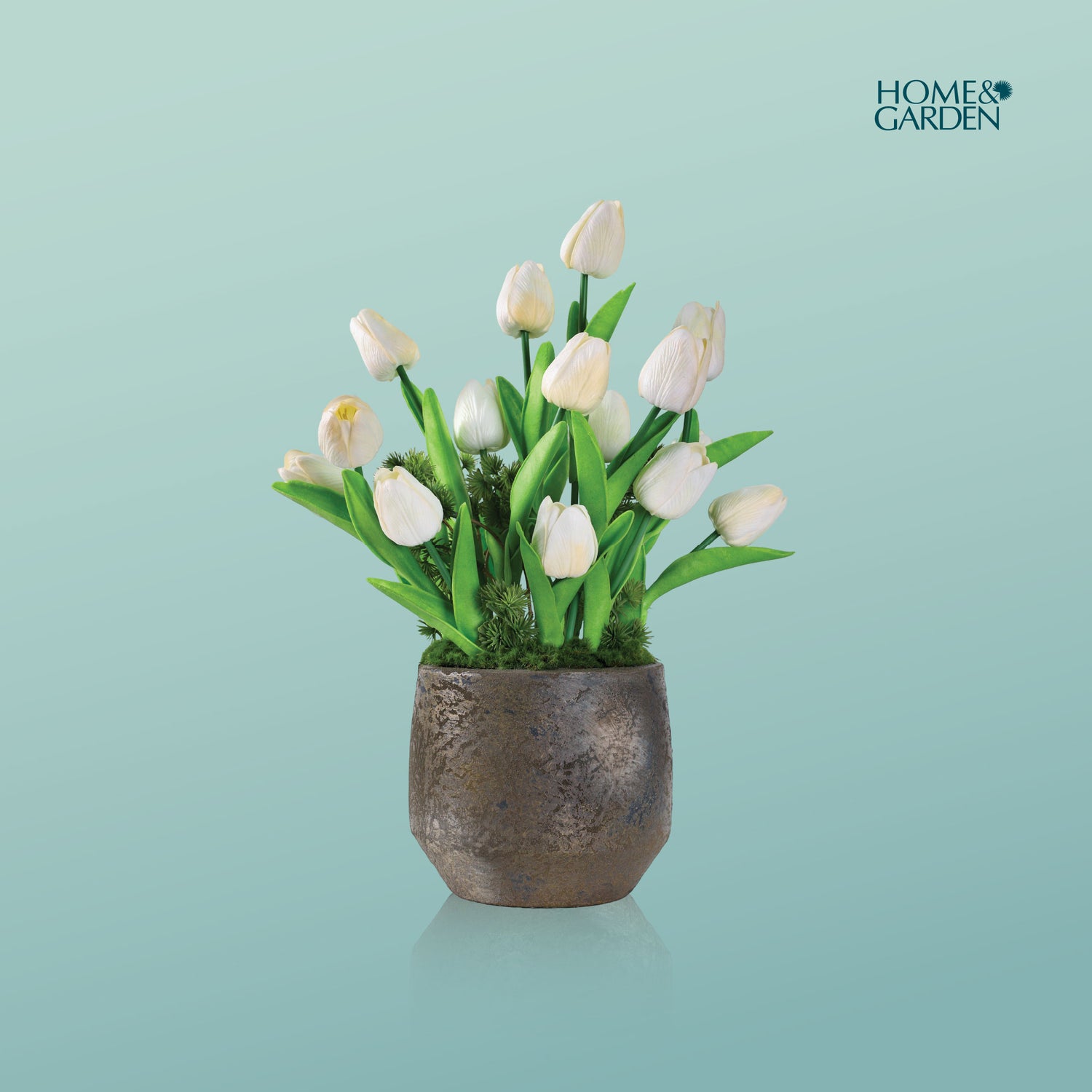 ARTIFICIAL WHITE TULIP POT