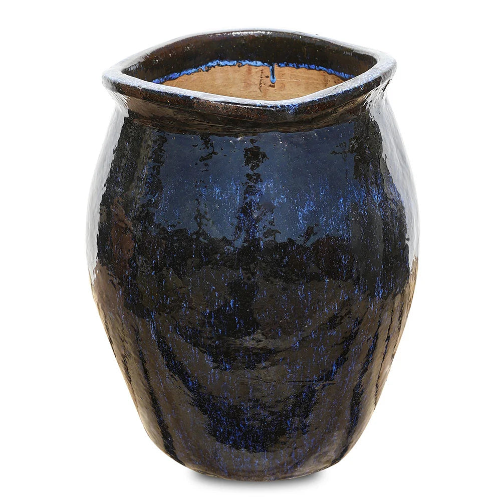 وعاء زراعة سيراميك أزرق داكن من هوتن مقاس 74 سم -