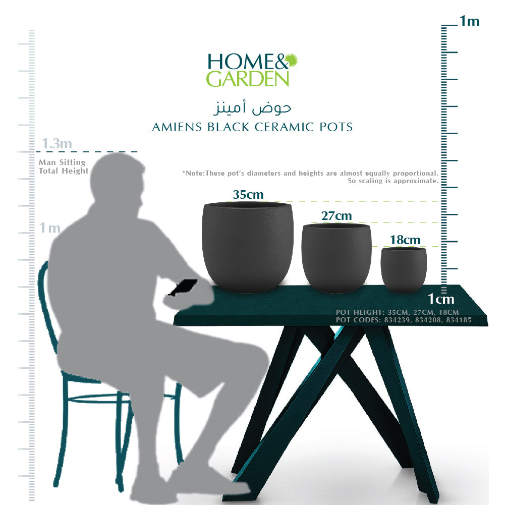 AMIENS BLACK CERAMIC POT  - حوض امينز