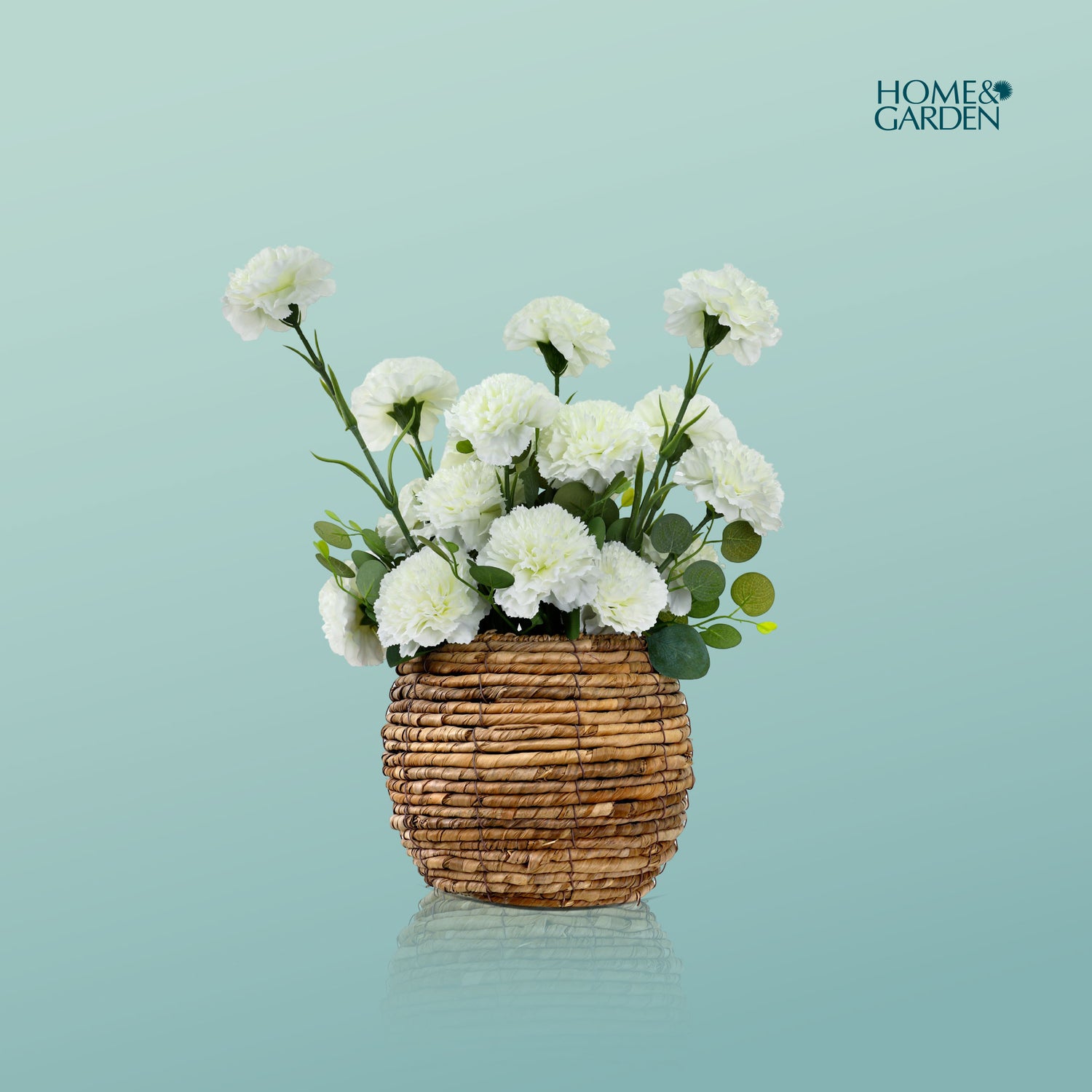 ARTIFICIAL WHITE CARNATION BASKET