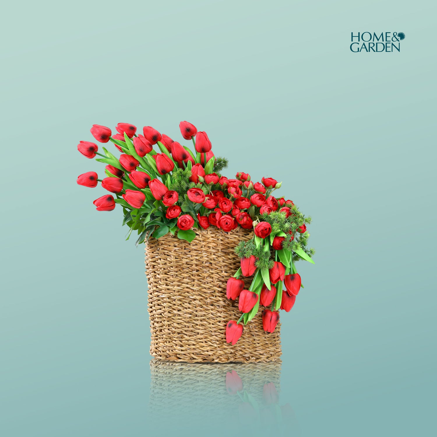 ARTIFICIAL RED TULIP BASKET