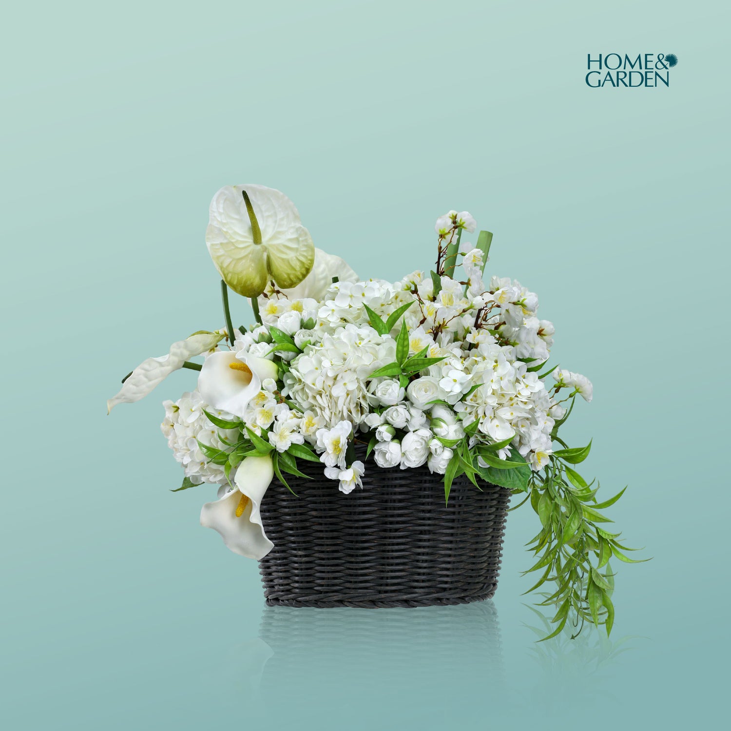 ARTIFICIAL WHITE ANTHURIUM BASKET