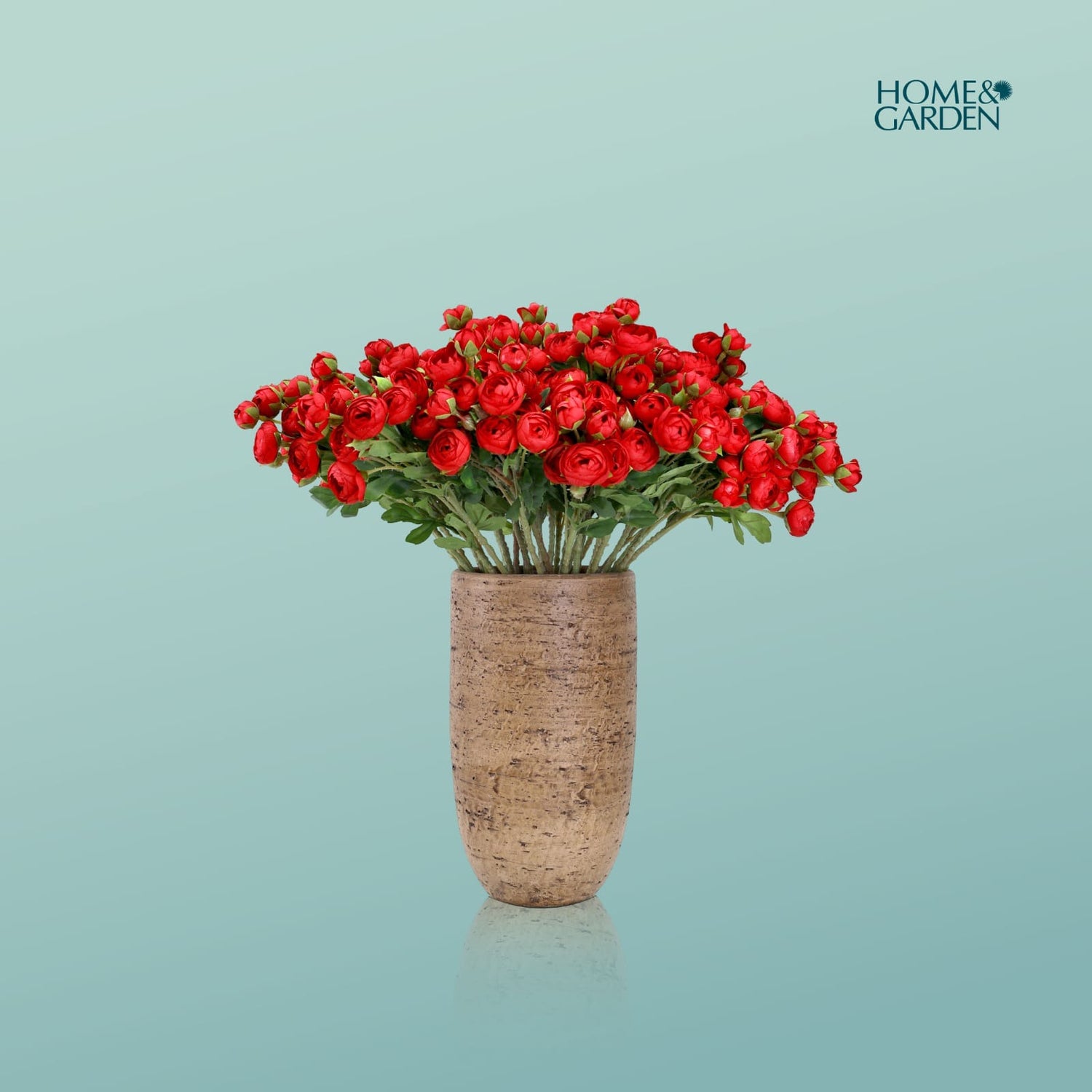 ARTIFICIAL RED RANUNCULUS VASE