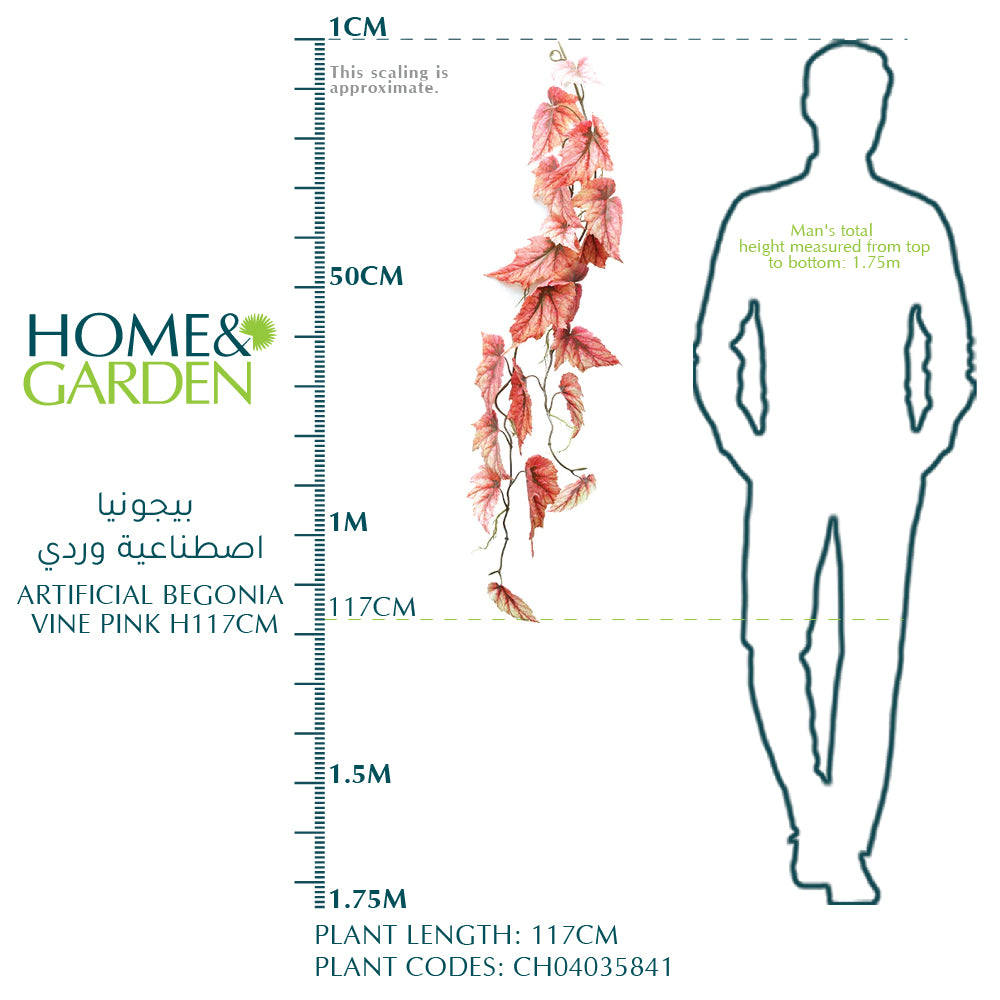 بيجونيا فاين وردي H117CM - بيجونيا اصطناعية وردي 