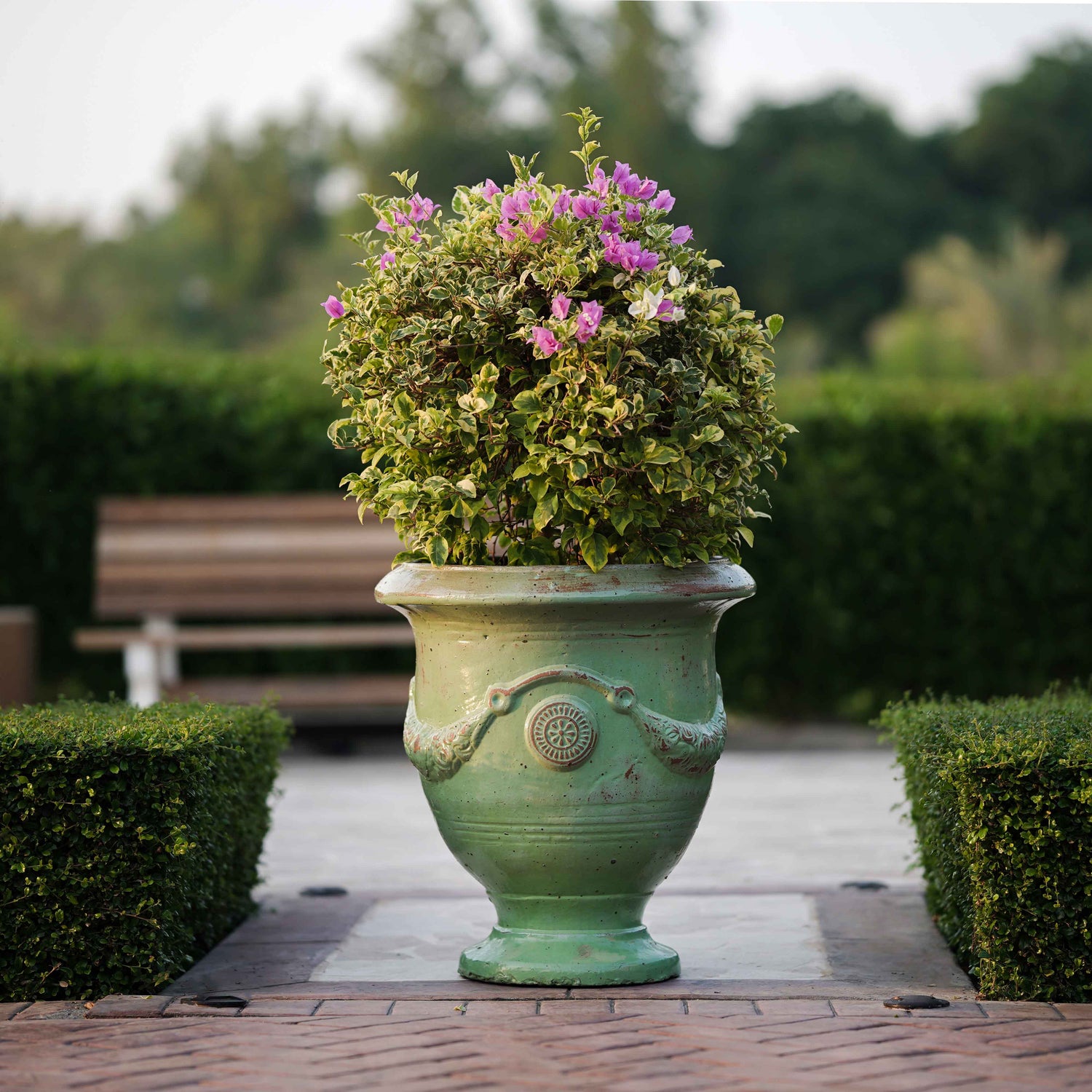 BONITO ANTIQUE MINT PLANTER WITH SAUCER  - حوض بونيتو العتيق