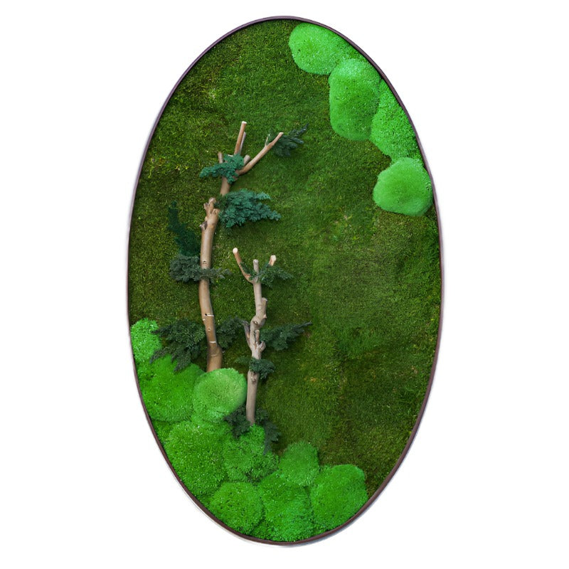 CUSTOMIZED PRESERVED MOSS BIG OVAL SHAPE FRAME (نباتات مجففة في حوض خرساني (حسب الطلب