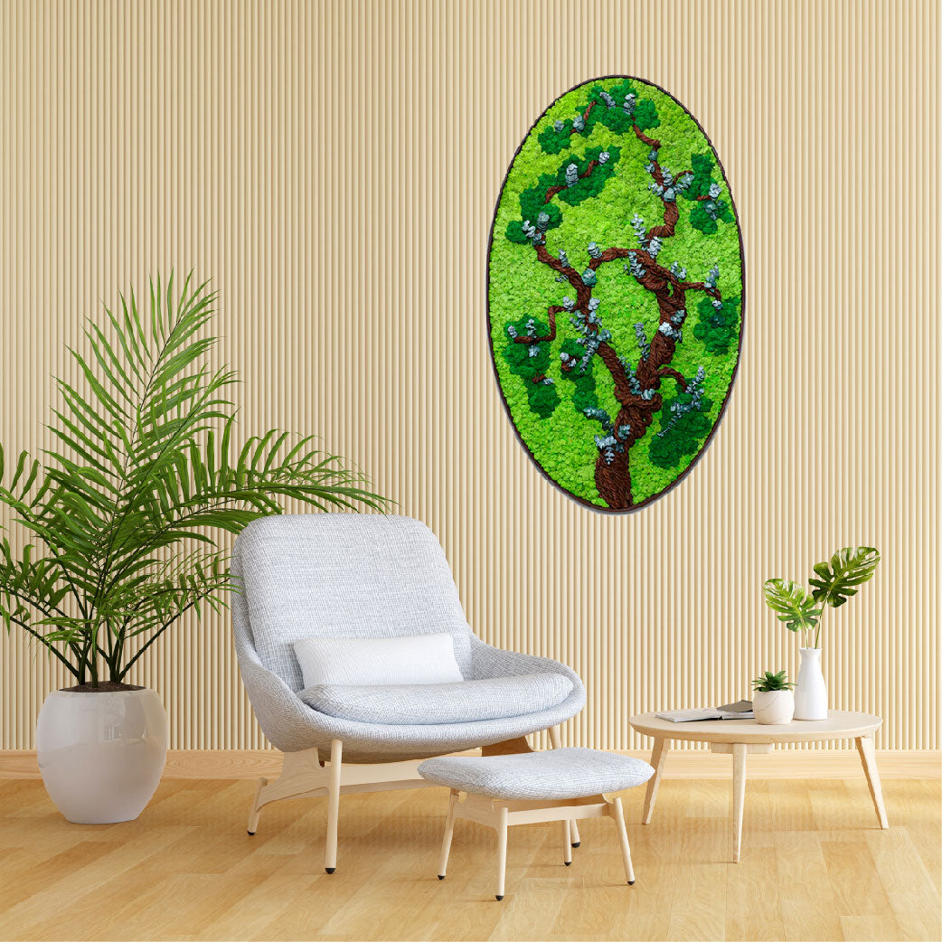 إطار MOSS BIG OVAL SHAPE FRAME محفوظ حسب الطلب (نباتات مجففة في حوض خرساني (حسب الطلب 