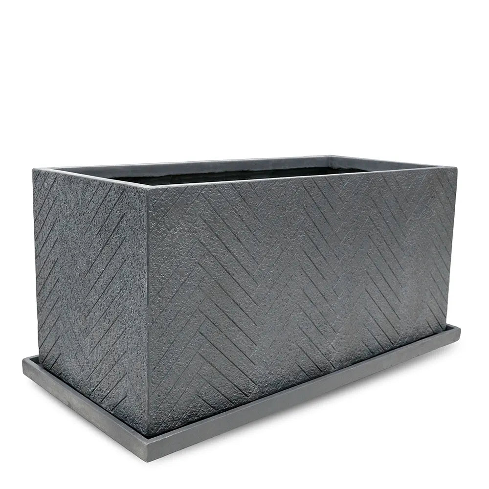 SCHIN BLACK RECTANGULAR POT L 99 CM