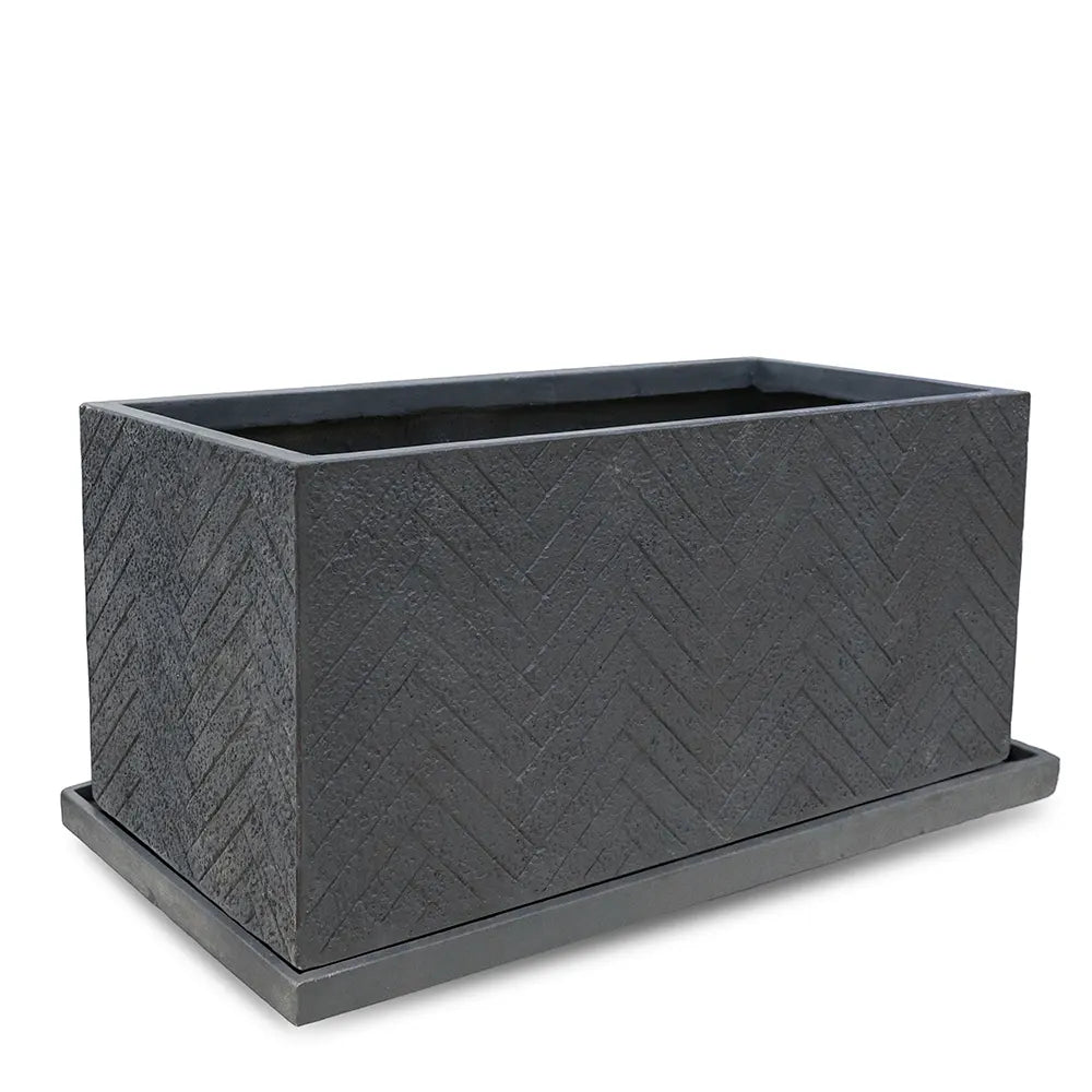 SCHIN BLACK RECTANGULAR POT L 79 CM
