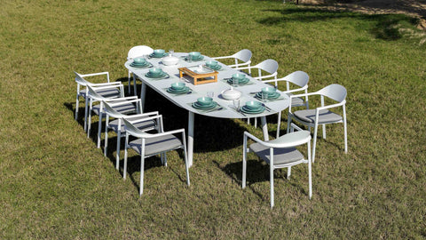 OUDENBURG WHITE VERSATILE DINING SET L-230CM (EXPANDABLE TO 300 CM) - مجموعة طاولة الطعام اودنبورغ البيضاء متعددة الاستخدامات