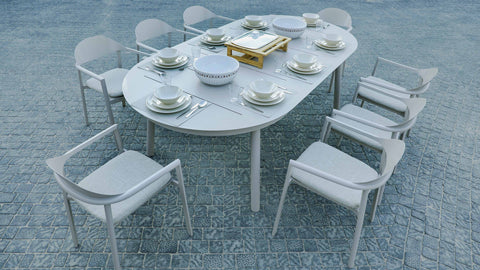 OUDENBURG BEIGE VERSATILE DINING SET L-230CM (EXPANDABLE TO 300 CM) - مجموعة طاولة الطعام متعددة الاستخدامات من اودنبورغ باللون البيج