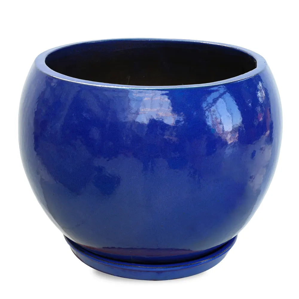 GRANDBERG BLUE CERAMIC PLANTER D56CM