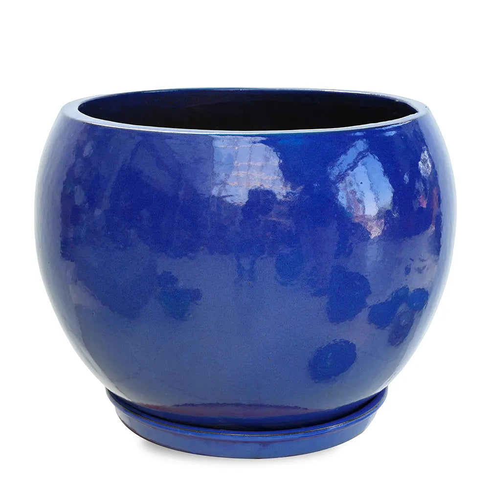 GRANDBERG BLUE CERAMIC PLANTER D56CM