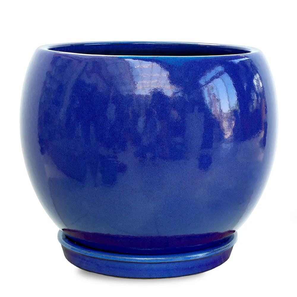 GRANDBERG BLUE CERAMIC PLANTER D43CM