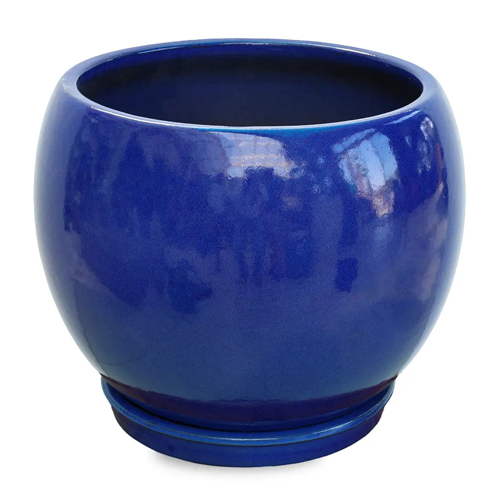 GRANDBERG BLUE CERAMIC PLANTER D43CM