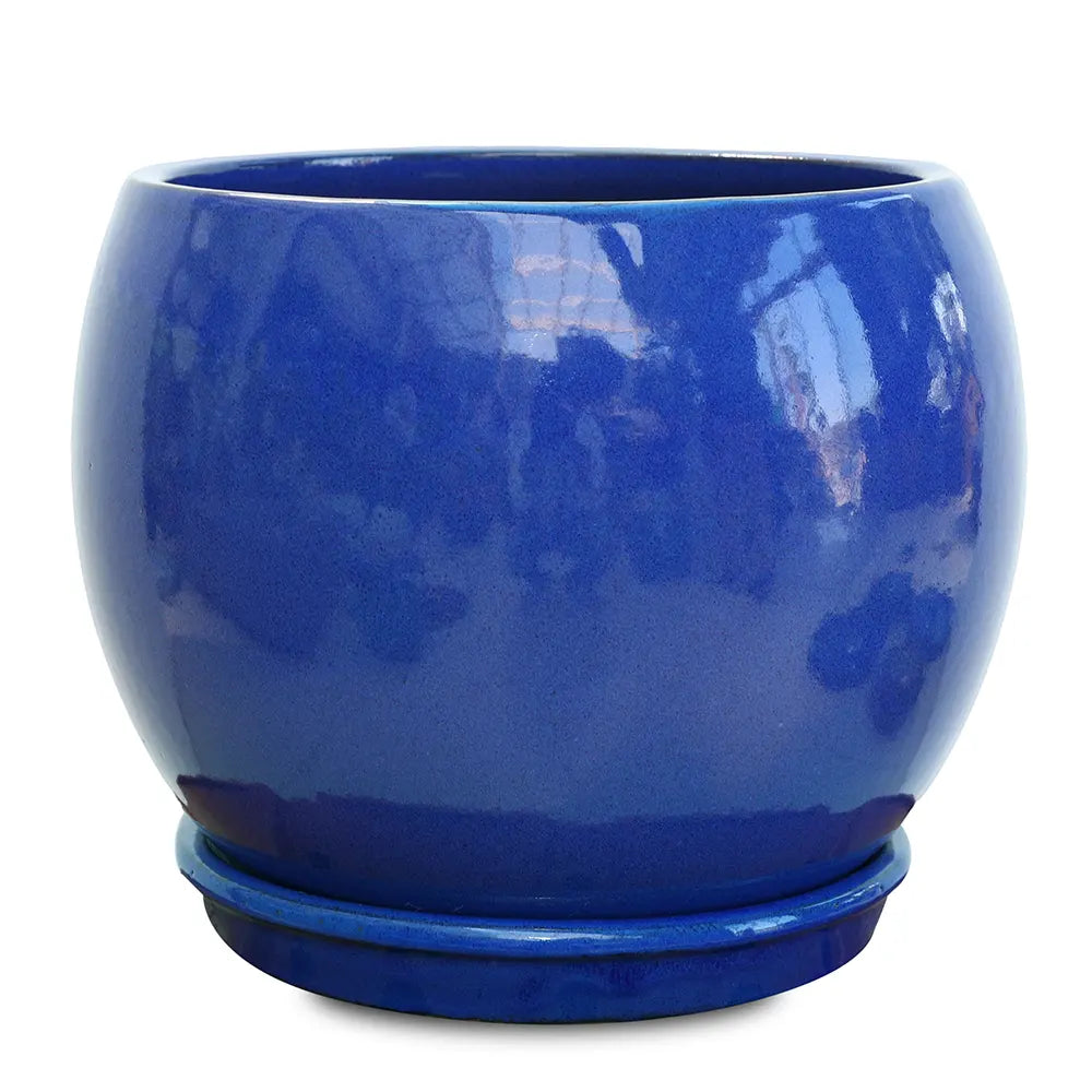 GRANDBERG BLUE CERAMIC PLANTER D32CM