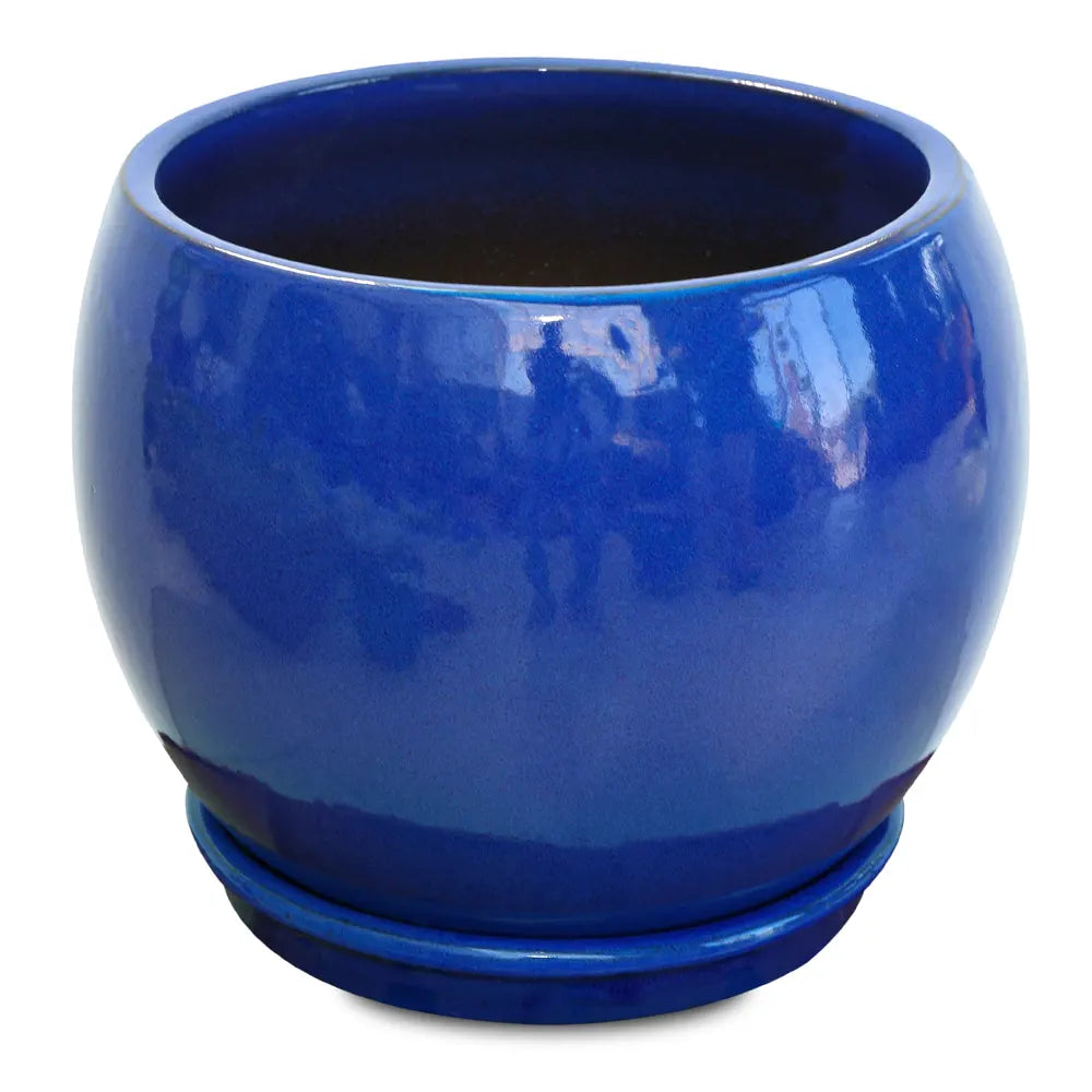 GRANDBERG BLUE CERAMIC PLANTER D32CM