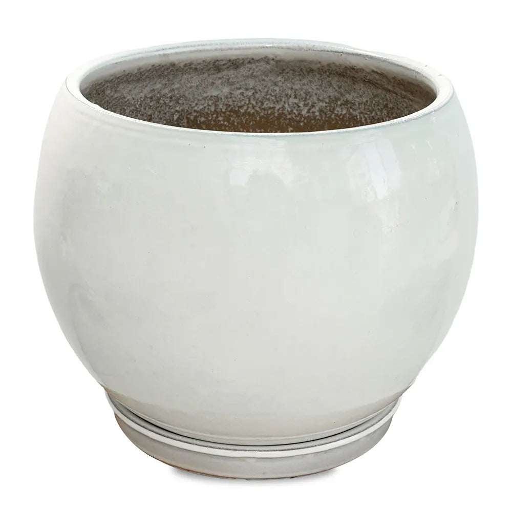 GRANDBERG WHITE CERAMIC PLANTER D43CM