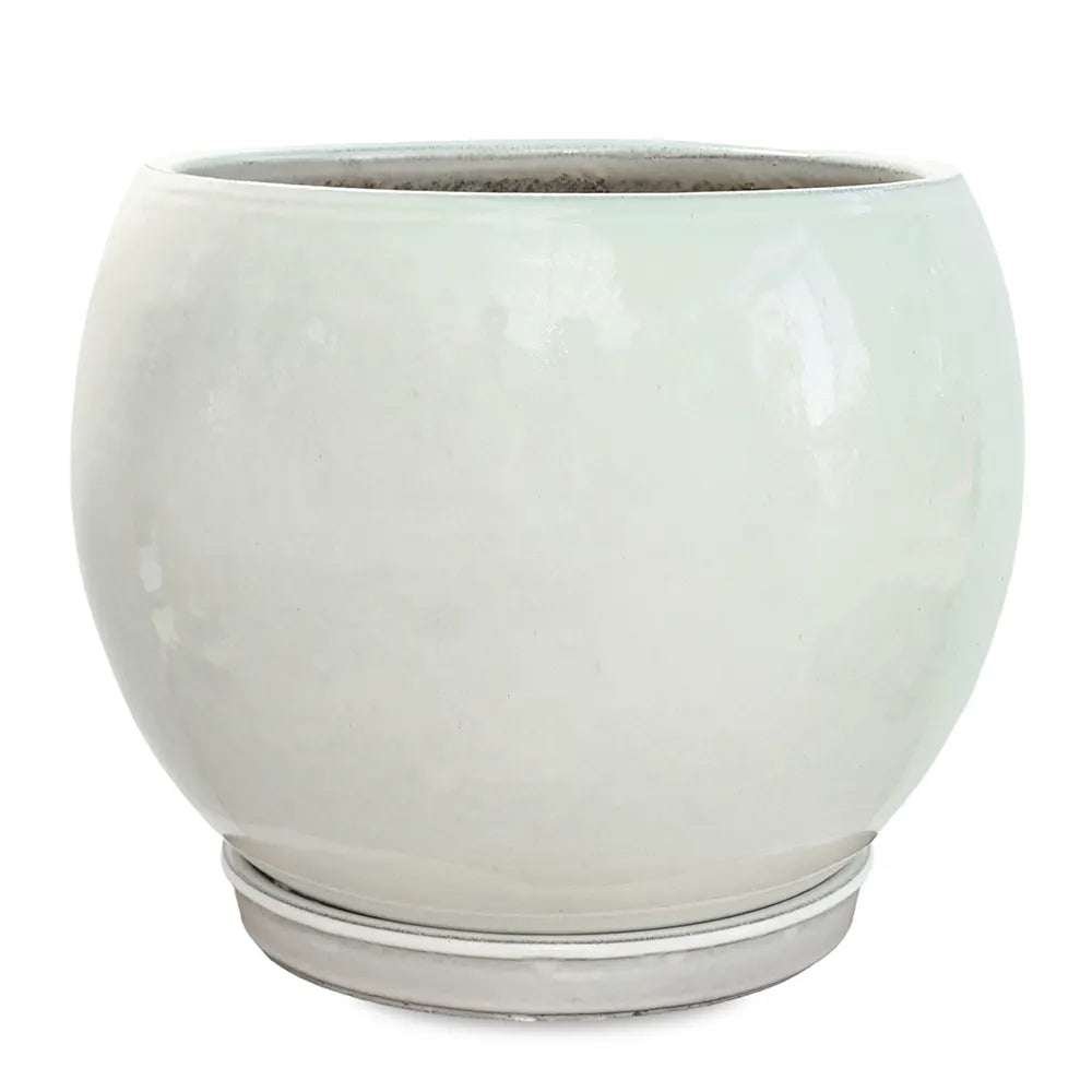 GRANDBERG WHITE CERAMIC PLANTER D43CM