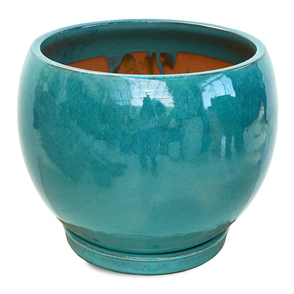 GRANDBERG TURQUOISE CERAMIC PLANTER D43CM