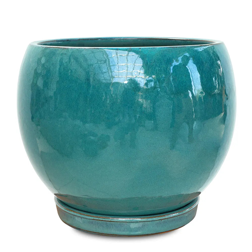 GRANDBERG TURQUOISE CERAMIC PLANTER D43CM
