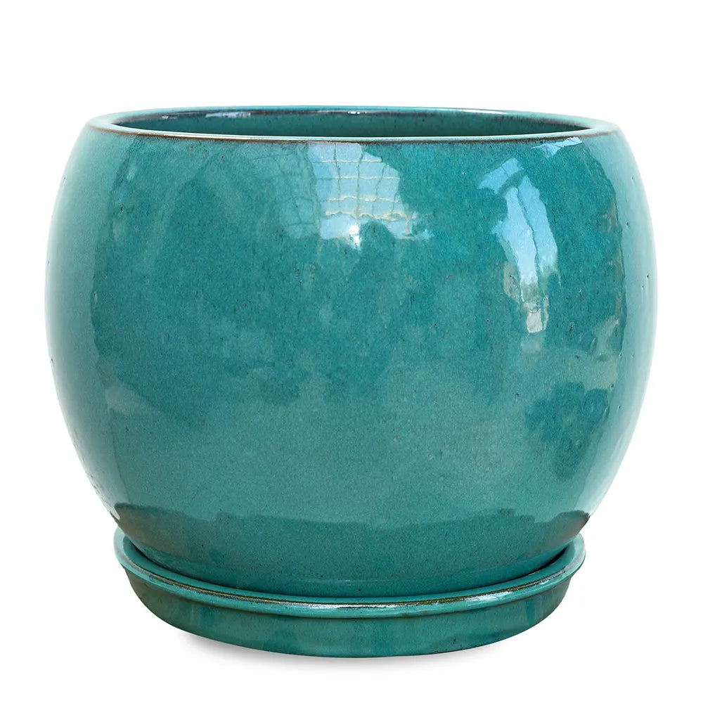 GRANDBERG TURQUOISE CERAMIC PLANTER D24CM