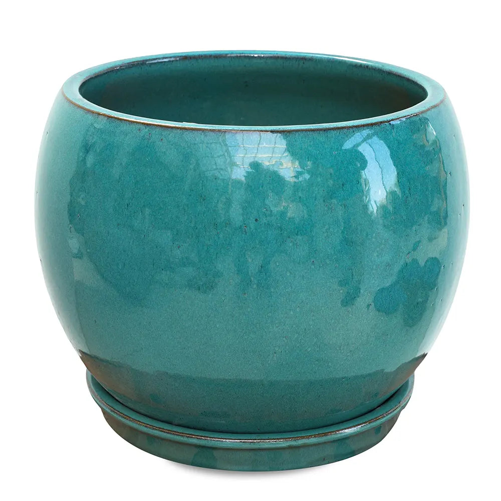 GRANDBERG TURQUOISE CERAMIC PLANTER D24CM