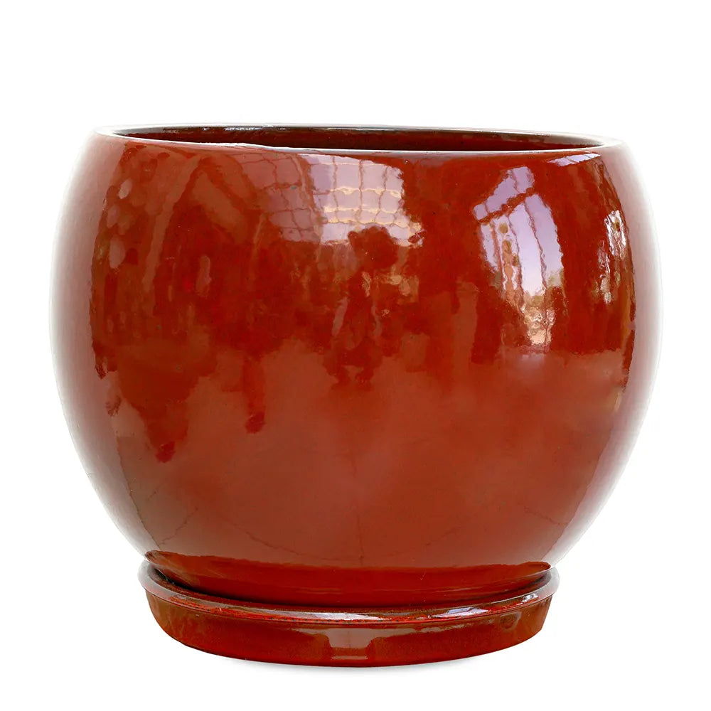 GRANDBERG RED CERAMIC PLANTER D43CM