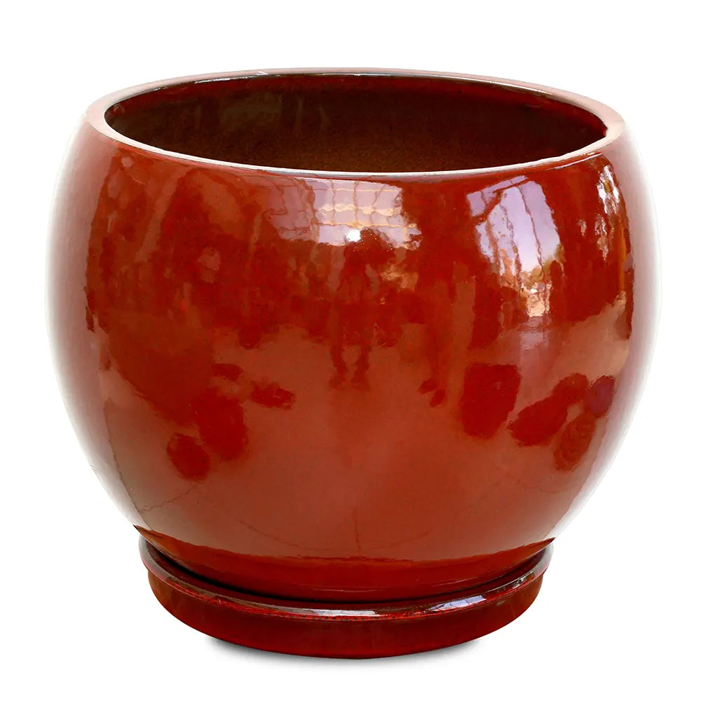GRANDBERG RED CERAMIC PLANTER D43CM