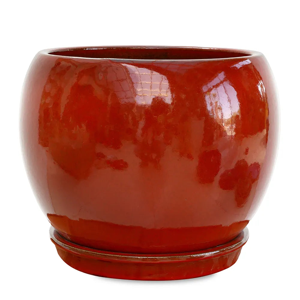 GRANDBERG RED CERAMIC PLANTER D24CM