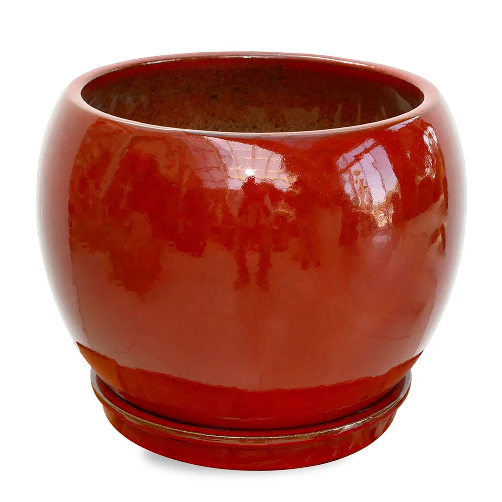 GRANDBERG RED CERAMIC PLANTER D24CM