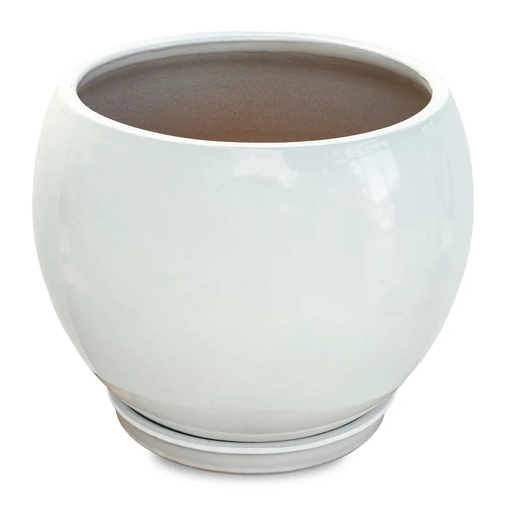GRANDBERG WHITE CERAMIC PLANTER D43CM