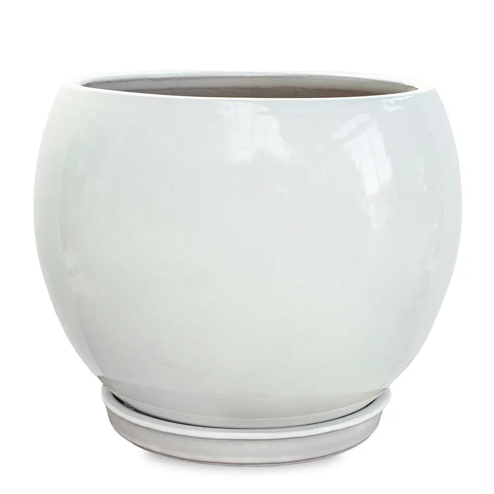 GRANDBERG WHITE CERAMIC PLANTER D43CM