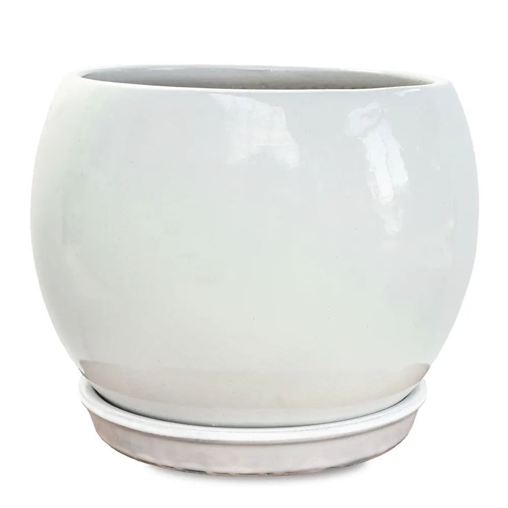 GRANDBERG WHITE CERAMIC PLANTER D24CM
