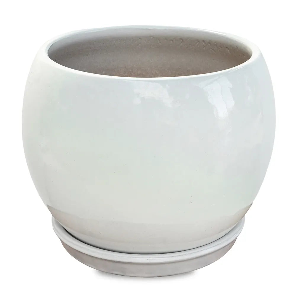 GRANDBERG WHITE CERAMIC PLANTER D24CM